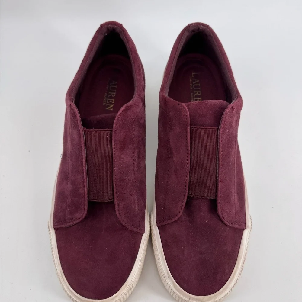 RALPH LAUREN BURGUNDY LEATHER SNEAKERS SIZE 7,5